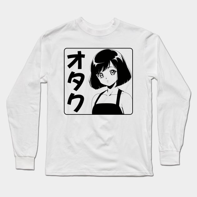 Kawaii Retro 90s Anime Girl with Otaku Katakana Long Sleeve T-Shirt by TenchiMasaki